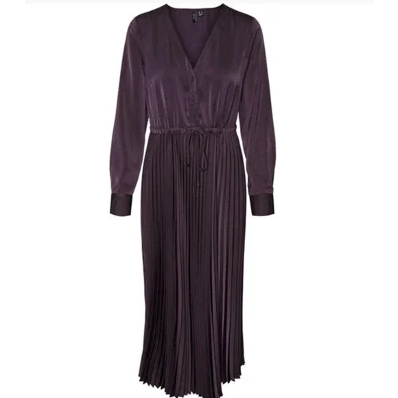 Vero Moda Women Cindy Plissé Dress Plum Perfect Size S - Picture 5 of 6